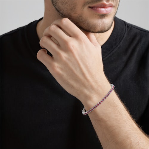 Bransoletka tenisowa Luminy 3,2mm: białe złoto, rubiny